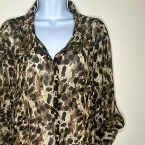 Animal print button up blouse